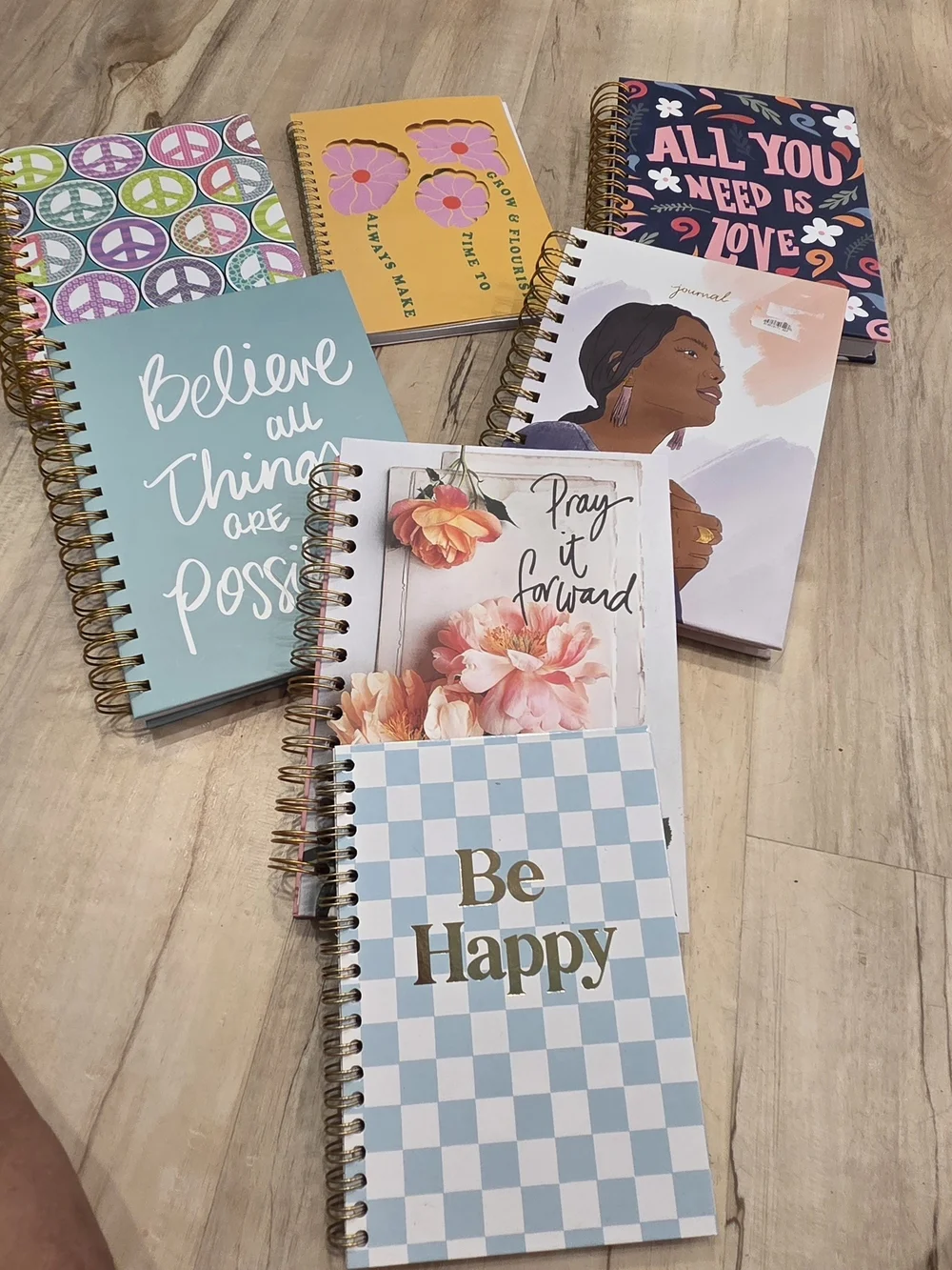 Spiral-Bound Floral & Inspirational Journal Set Of 7